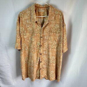 Tommy Bahama 100% Silk Tropical Men's XXL/TTG Shirt Orange Tan Cream